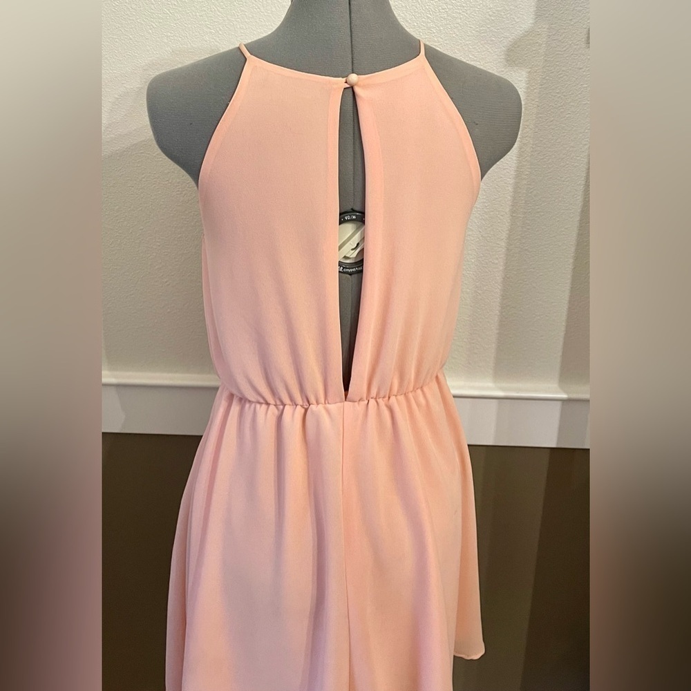 G by Guess Halter Dress Size S Peach/Blush Pink Summer Sheer Chiffon Lined - Picture 6 of 9